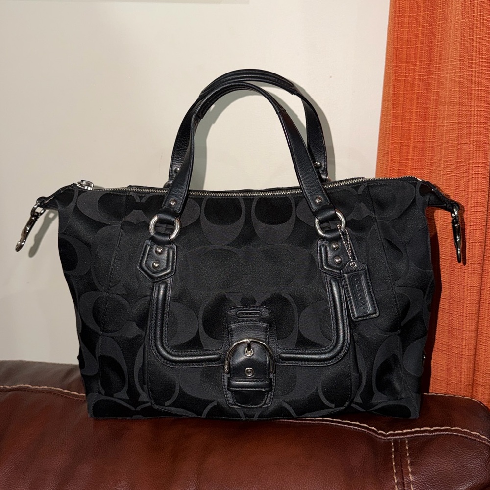 🔥🔥🔥Vintage Coach Campbell Black Signature Shoulder Bag Satchel Bag - Picture 2 of 13